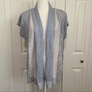 Knox Rose | Blue and Cream Woven Open Cardigan